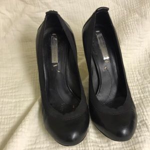 BCBG black leather heels